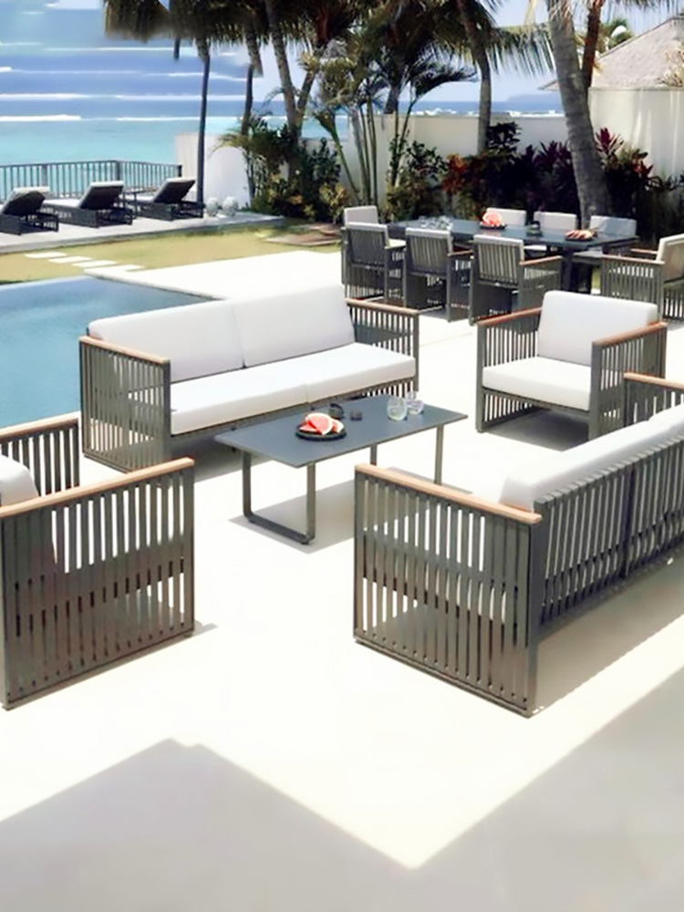 北歐戶外休閒桌椅茶几庭院別墅花園酒店設計師陽光房防水編織沙發