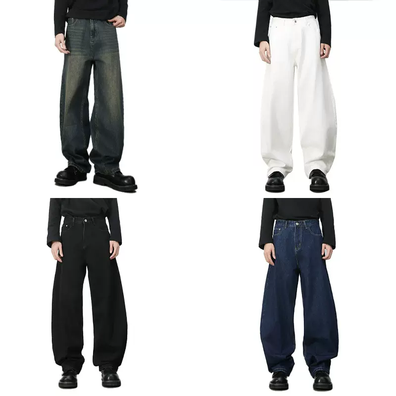 捷展YOU货|阔腿立体弯刀水洗牛仔裤2025秋季新品街头cleanfit男裤