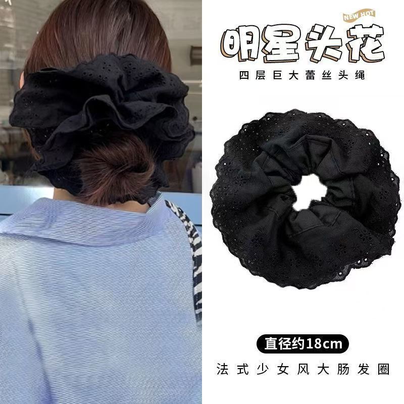 2025新型趙露思同金ヘアリング女性早春百合頭ひもレース大腸輪輪ゴム髪飾り|undefined