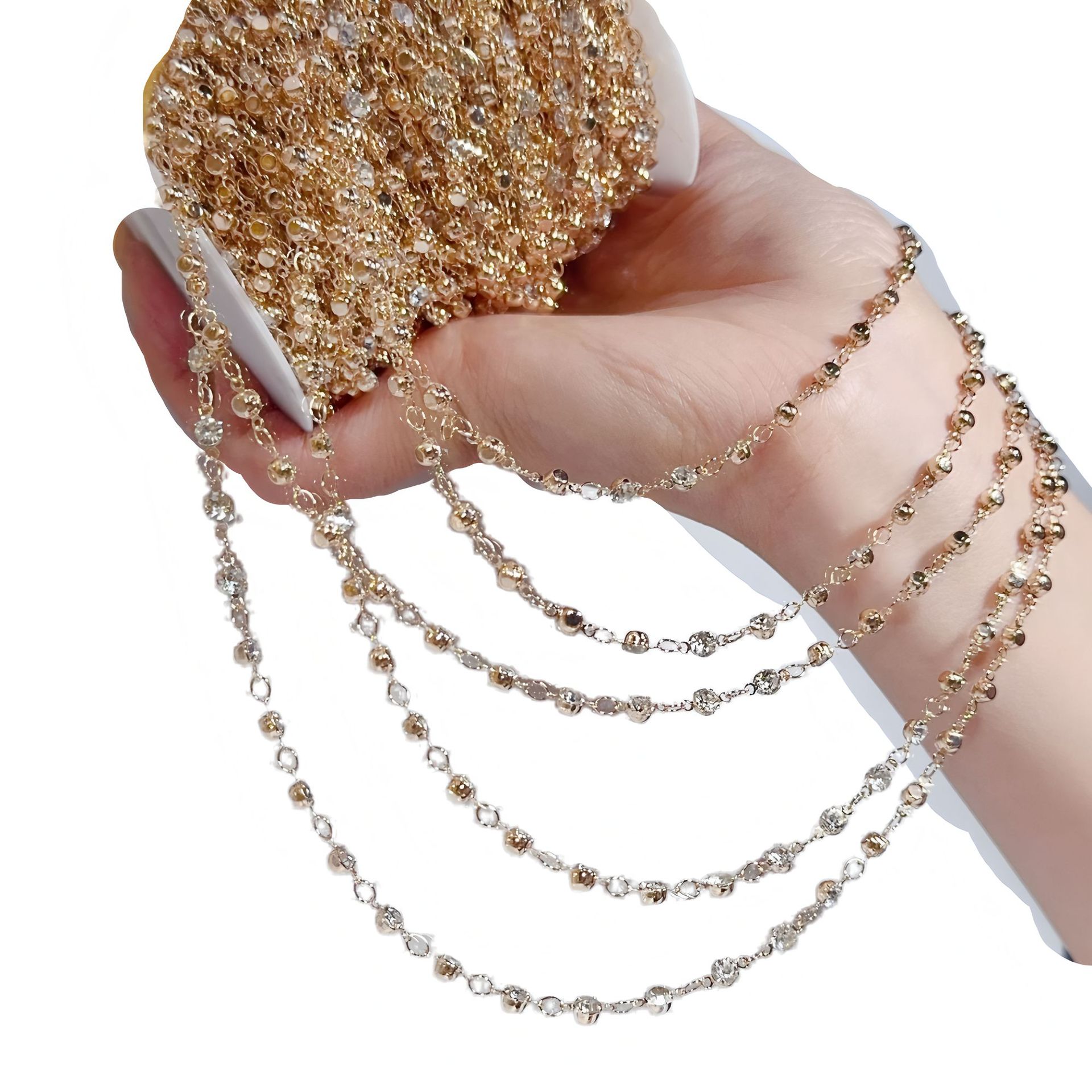 accesorios de joyería DIY estilo antiguo vestido chino simple diamante blanco puro hecho a mano simple cadena bordilla cadena turbante material de ropa