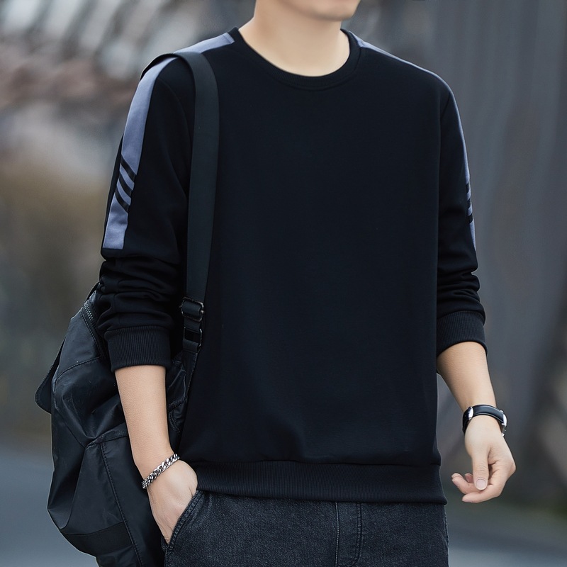 스웨트 셔츠 남성용 긴 소매 티셔츠 2024 봄과 가을 새로운 패션 플러스 사이즈 라운드 넥 느슨한 캐주얼 탑