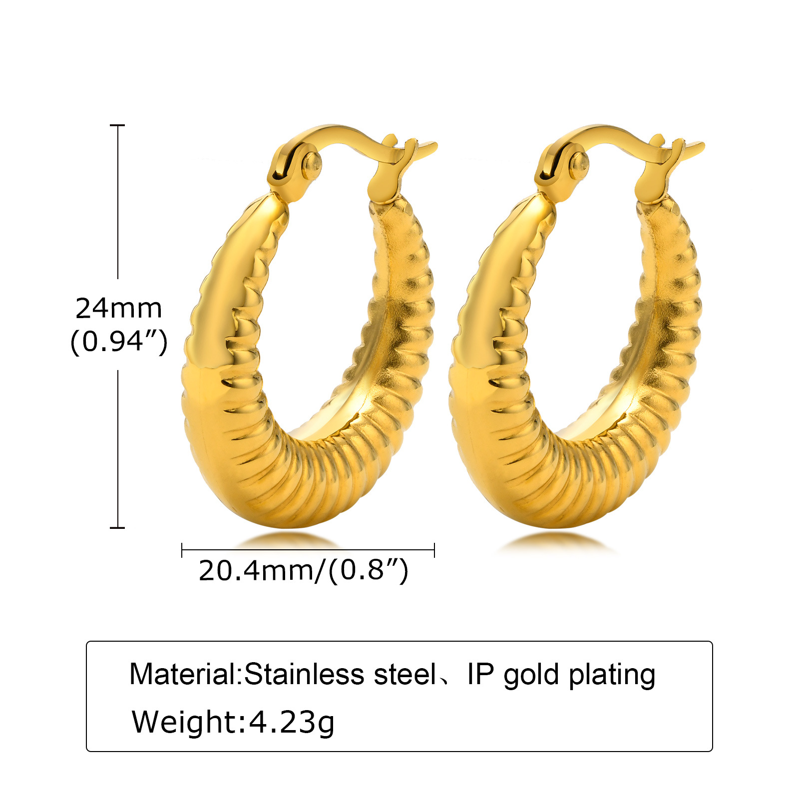 Simple Style U Shape Stainless Steel Plating Earrings 1 Pair