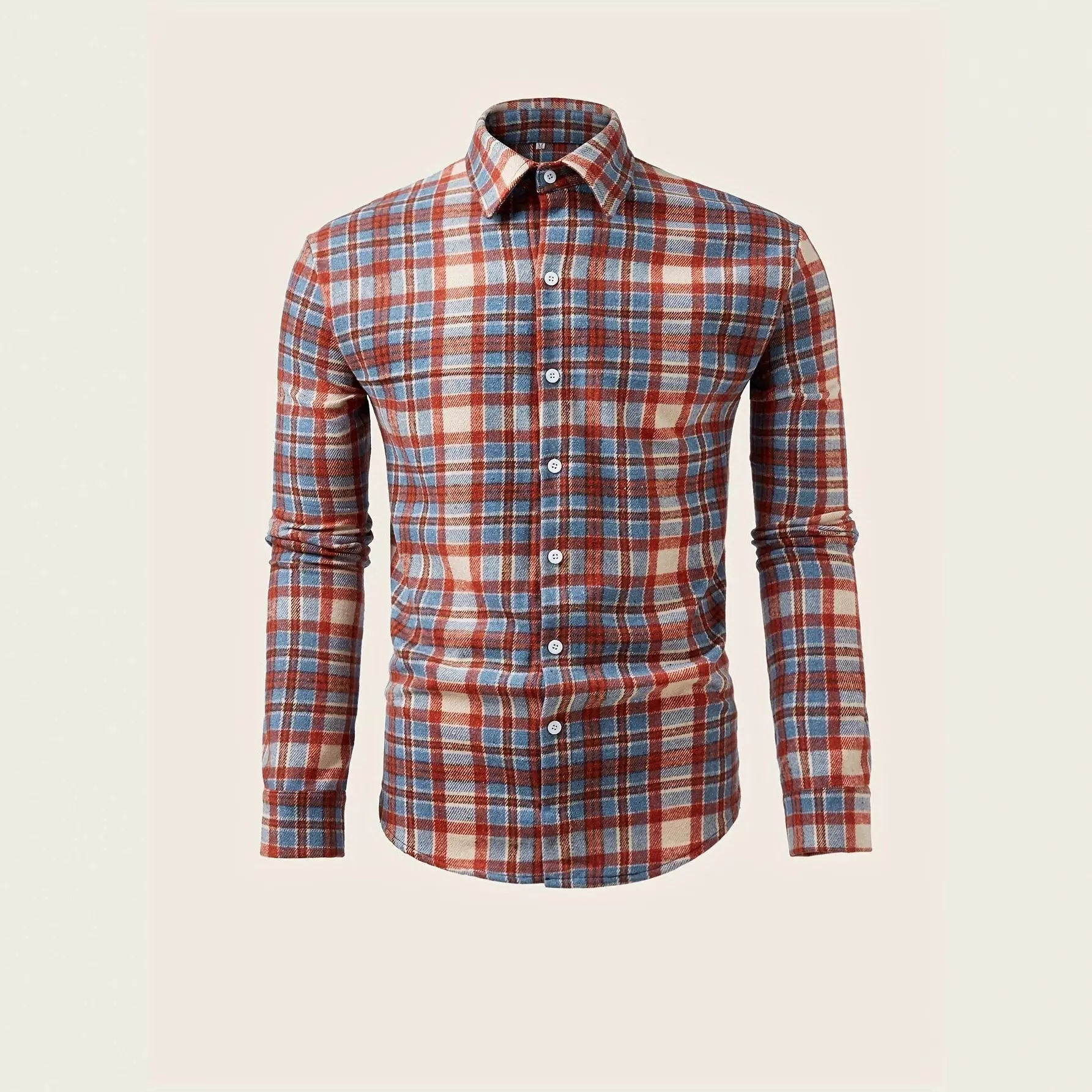 跨境亚马逊外贸欧美男士春秋季新款韩版潮流长袖格子衬衫男式衬衣