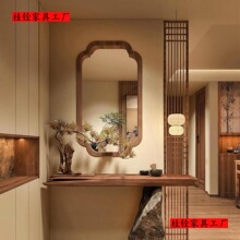 宋式美学实木造型垭口包套双面包边海棠小轩窗框玄关客厅隔断装饰
