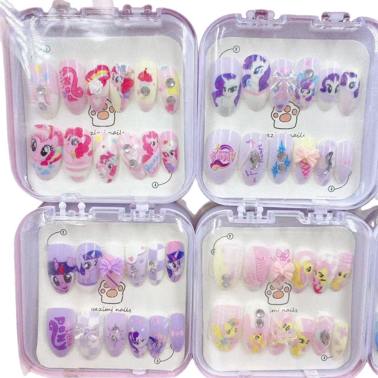 Juguetes de manicura de dibujos animados para niños que usan una caja de uñas mediana y larga adorable regalo de color para estudiantes de primaria se puede desmontar 2 yuanes