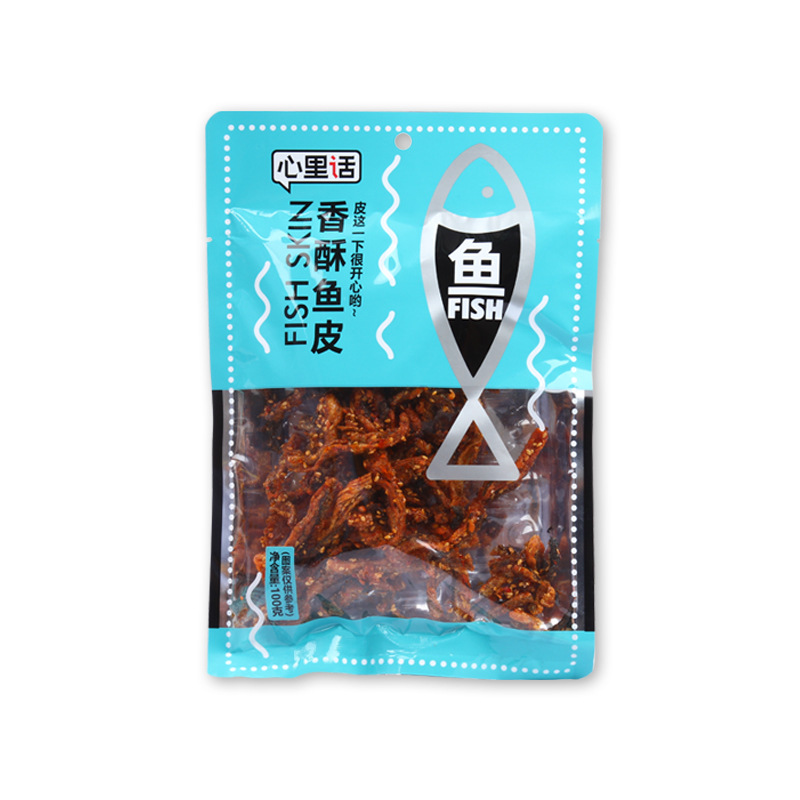"Psychological Truth Spicy Fish Skin 100g Ready-to-Eat Seafood Snack Leisure Fish Snack Crispy BBQ Flavor Internet Snack"