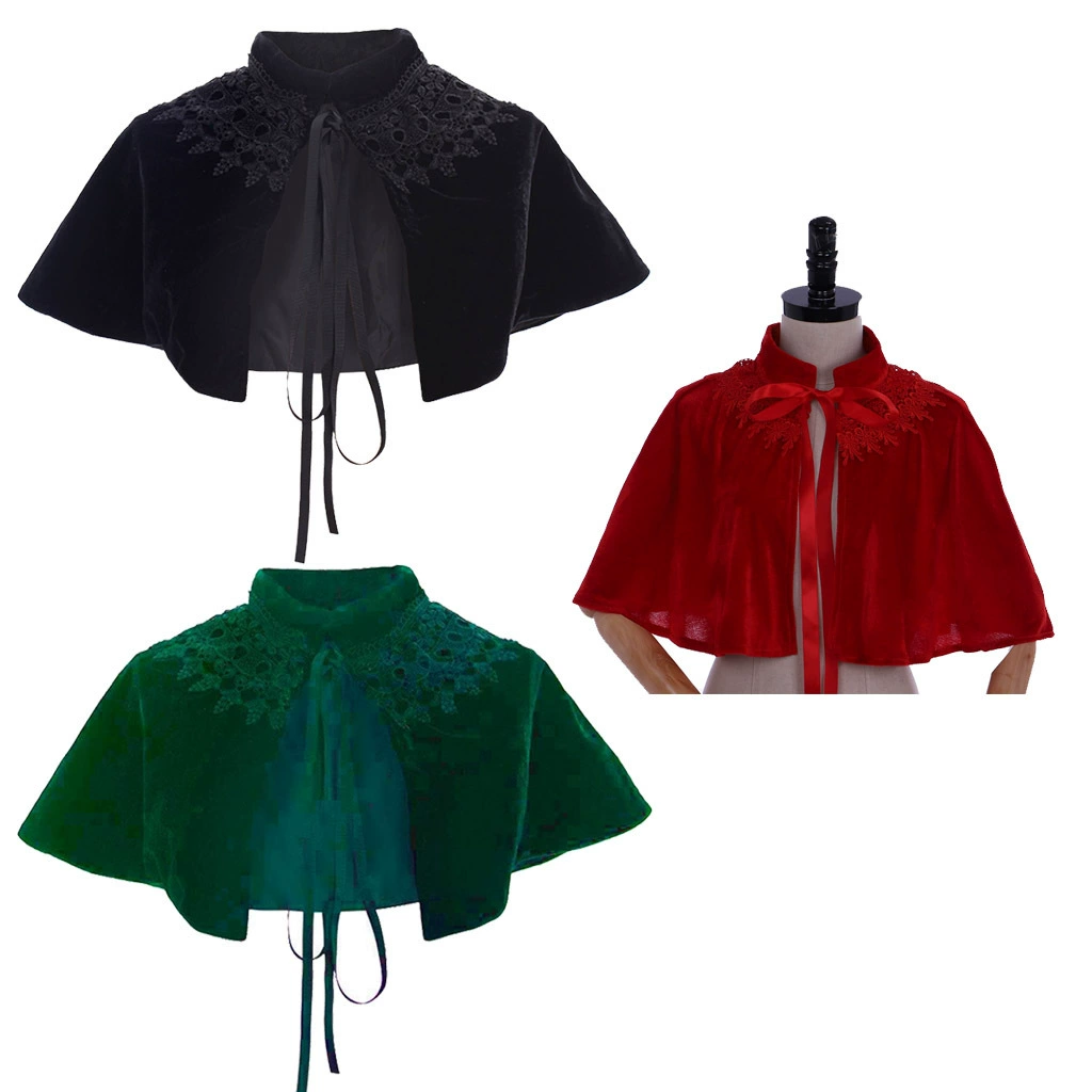 Средневековая викторианская ренессансная Лолита Женская Золотая Бархатная Короткая шаль-накидка аксессуары для одежды