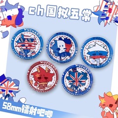 Create Q-version copper-tinplate laser brooch badges for the five permanent members of the United Nations, including China, the United States, Russia, and France.