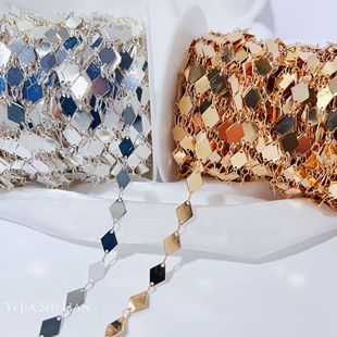 Antique accessories pure copper color retaining diamond chain geometric diamond handmade chain diy bride headdress hairpin tassel chain