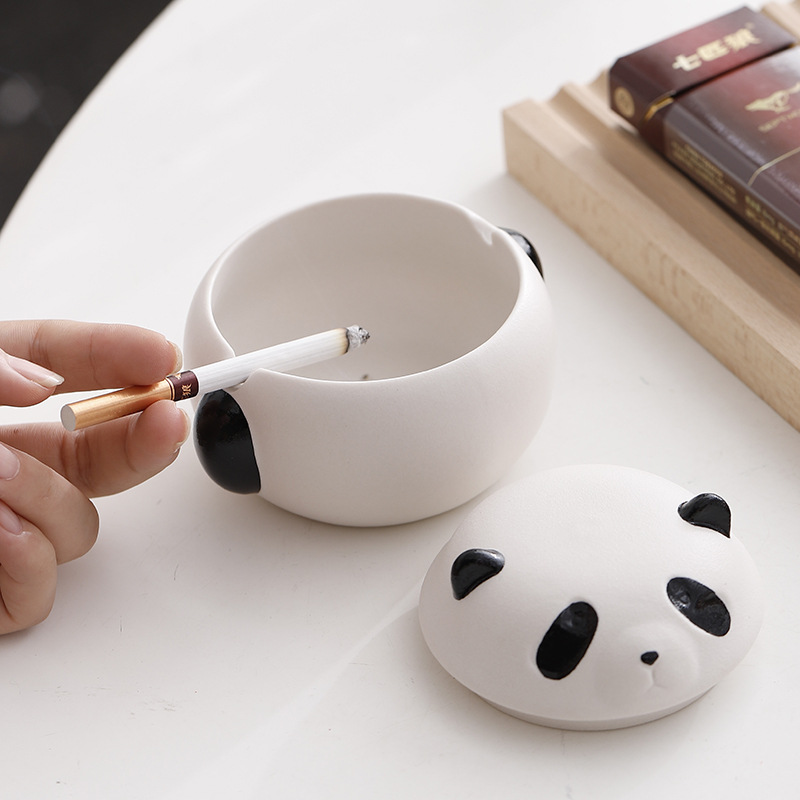 원래 팬더 재떨이 창조적 인 성격 트렌드 거실 사무실 높은 감각 안티 그레이 세라믹 중국 로고