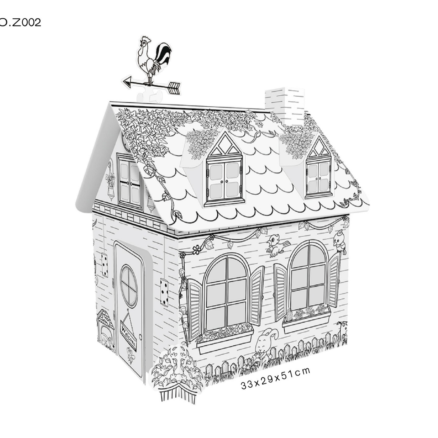 Juguete de cartón de montaje de graffiti de bricolaje para niños 3D pintura de la casa de papel tridimensional se puede pintar en color castillo espacio casa de cohetes