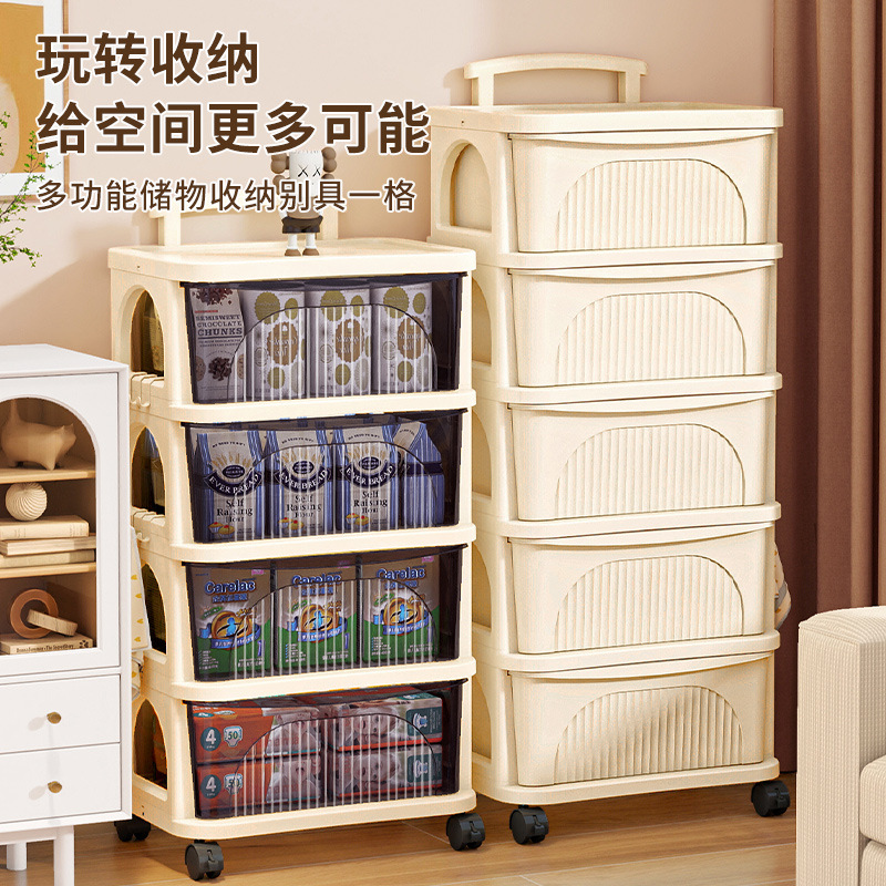 Wholesale Trolley Storage Rack Bedroom Sundries Multi-Layer Storage Cabinet Toys Removable Dust-Proof Storage Rack with Wheels