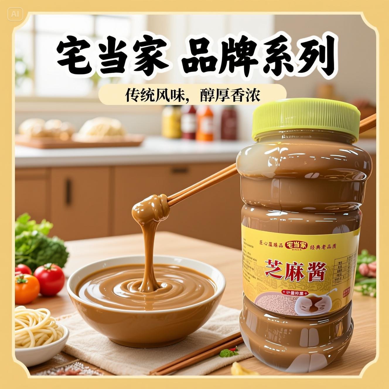 Authentic Homemade Stone-Ground Pure Sesame Paste Peanut Butter Without Additives Bottled Hot Pot Dipping Sauce Hot Dry Noodle Dressing Skewer Sauce