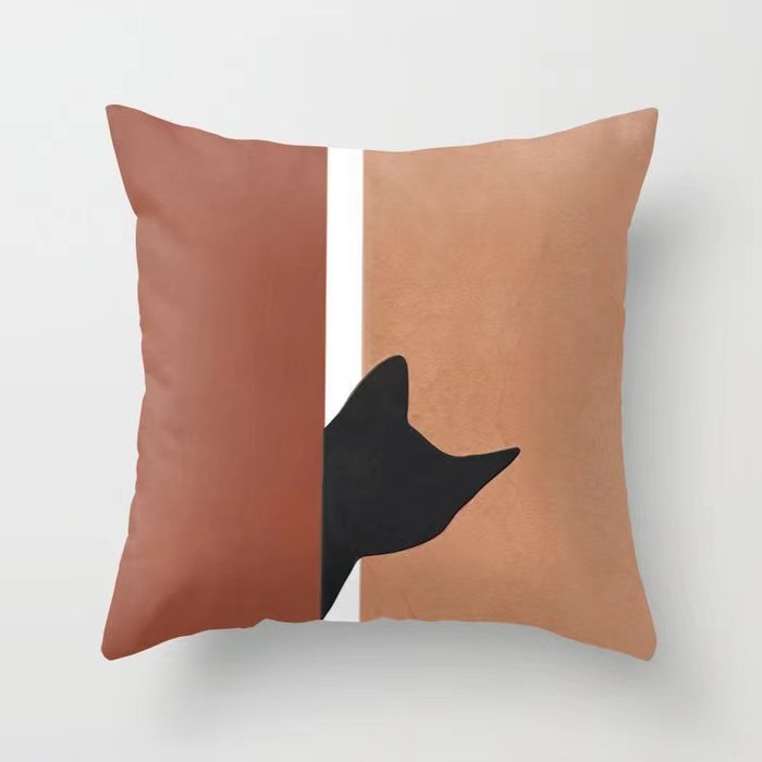 Funda De Almohada abstracta simple moderna funda de almohada de piel de melocotón geométrica simple funda de almohada de mediados de siglo