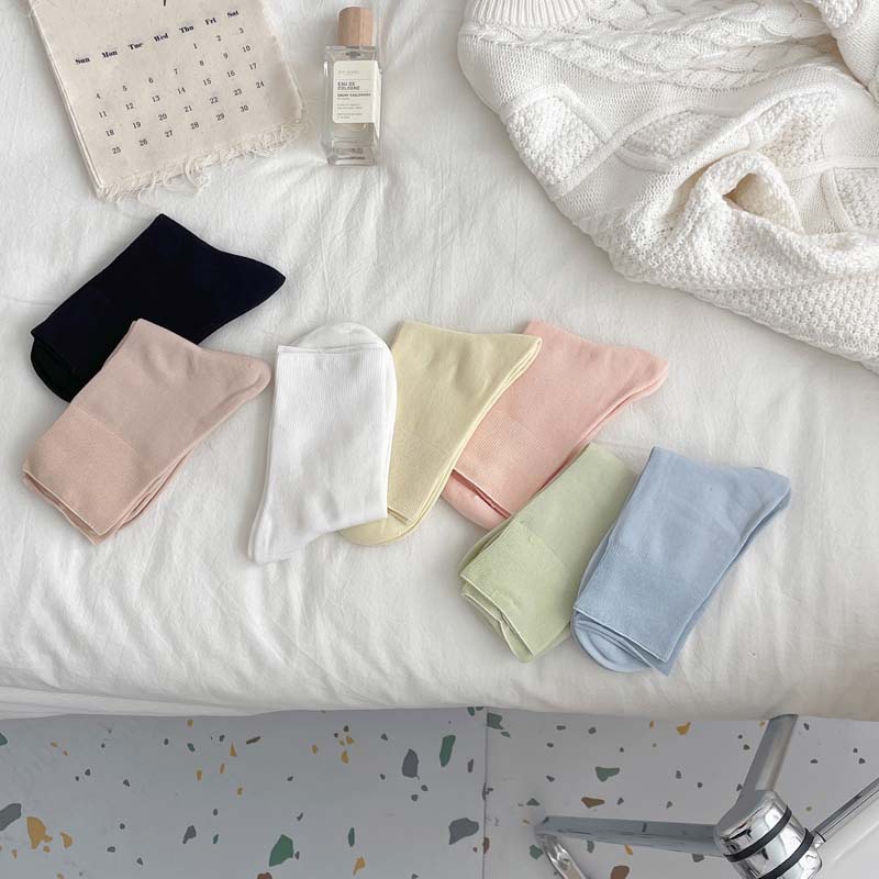50g Weight Socks Classification Socks Lingerie Type Cotton Fabric Type A Pair Quantity Daily, Shopping Occasion Solid Color Pattern All Seasons Season Women's Gender Korean Style Style Women's Korean Style Solid Color Cotton Crew Socks A Pair 11