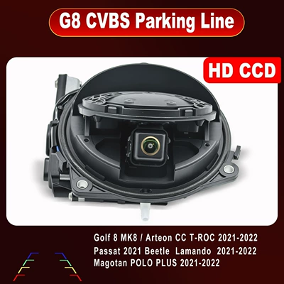 Volkswagen rearview reversing car camera with flip-up display and trajectory display, AHD compatible with Golf 8 MK8 CC T-Roc (Vehicle camera) - ccdahd-dual-switching