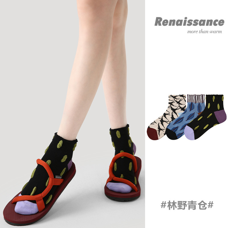 Renaissanceオリジナルの女性靴下夏の色合わせレリーフソックス