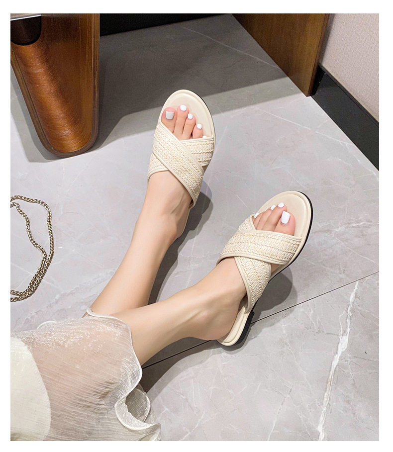 Dép sandal nữ quai chéo mũi tròn hở ngón đế dày phối màu, đế cao 3 cm — Màu Mơ (Dép lê), Màu Mơ (dép), Màu nâu (dép), Màu đen (dép) chi tiết 35