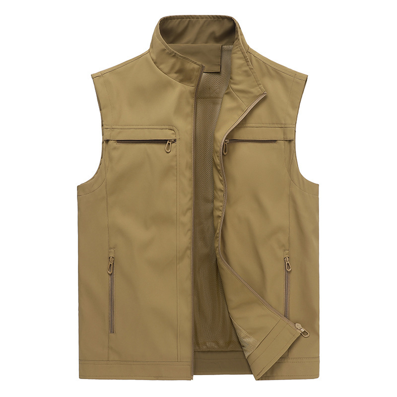 Outdoor fishing workwear casual youth stand-collar breathable loose vest jacket men's vest jacket