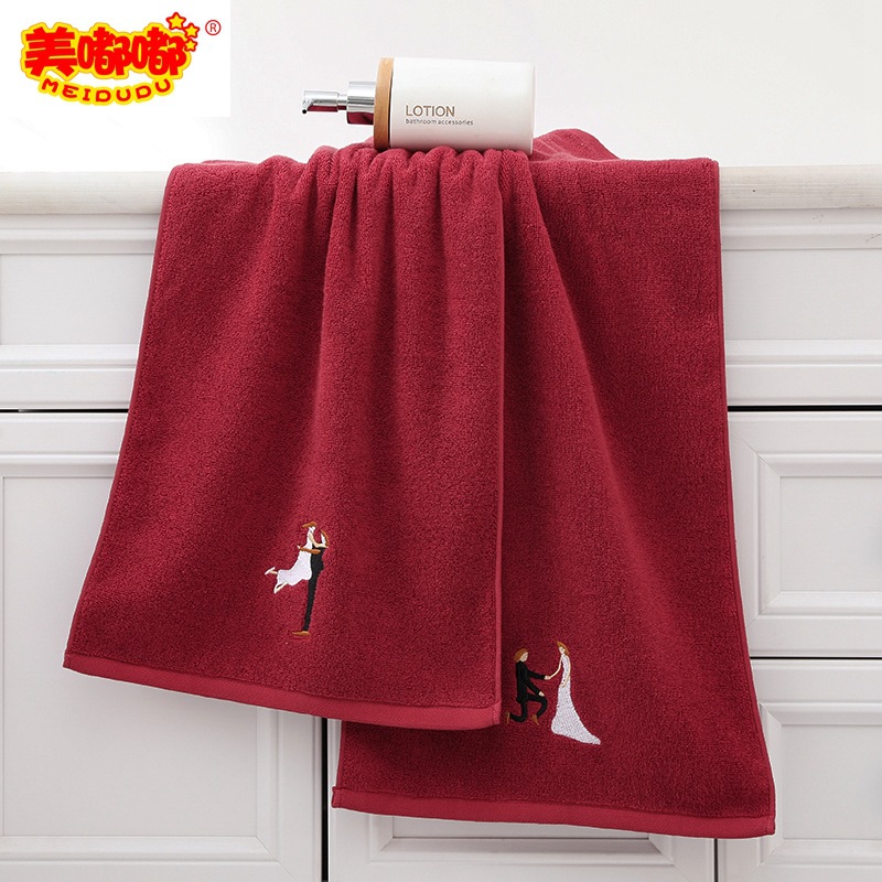 美嘟嘟酒红浴巾25