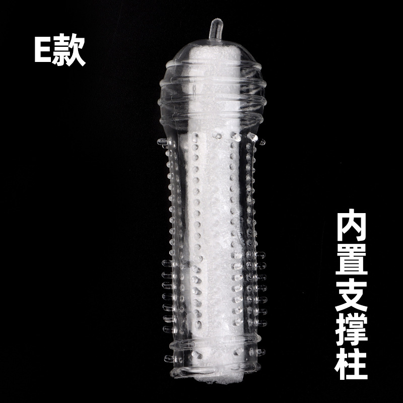 Textured TPE Condom Sleeve with Large Spikes, Transparent Reusable Intimate Stimulation Cover — detail image 21