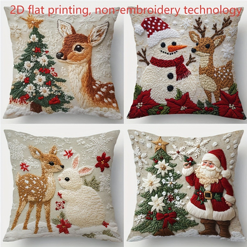 Navidad encontrada explosión abrazo funda de almohada festivales conejo alce decoración sofá atmósfera sensación de lino funda de cojín al por mayor image 15