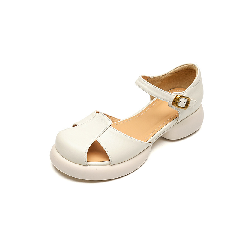 Sandal nữ quai ngang đế dày gót thô phong cách thể thao — Màu vàng ngỗng