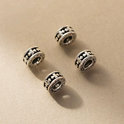 S925 Silver Pattern Flat Beads Zərgərlik ara hissələri