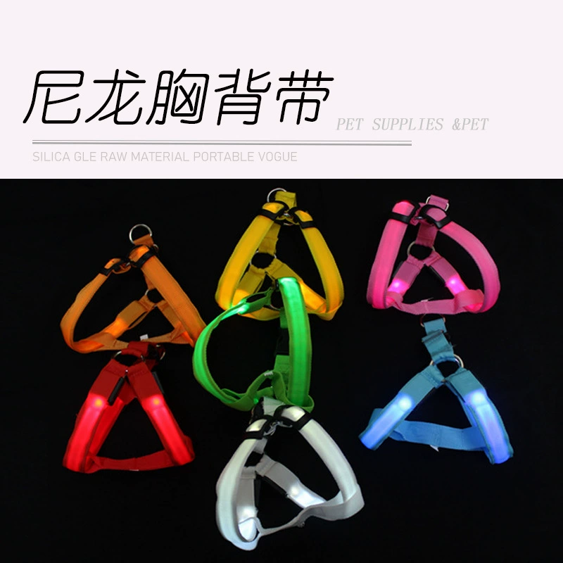 Трансграничные горячие продажи поводок для домашних животных нагрудный ремень для собак Светодиодный светящийся маленький и средний собака круглый трос тяговые поставки оптом
