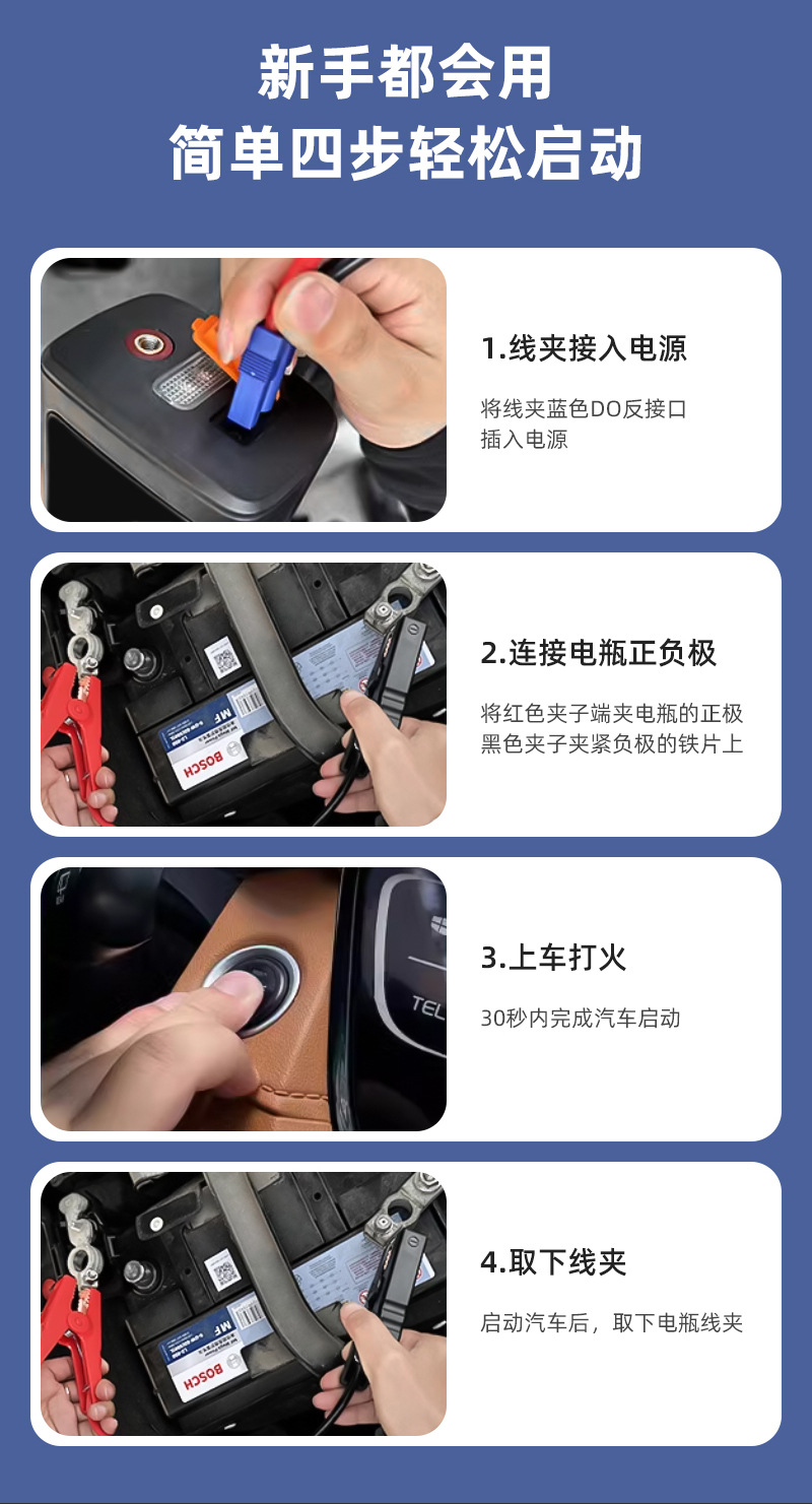 Car Air Pump Electric Inflator Car Emergency Jump Starter Power Bank Emergency Jump Starter Ignition Tool