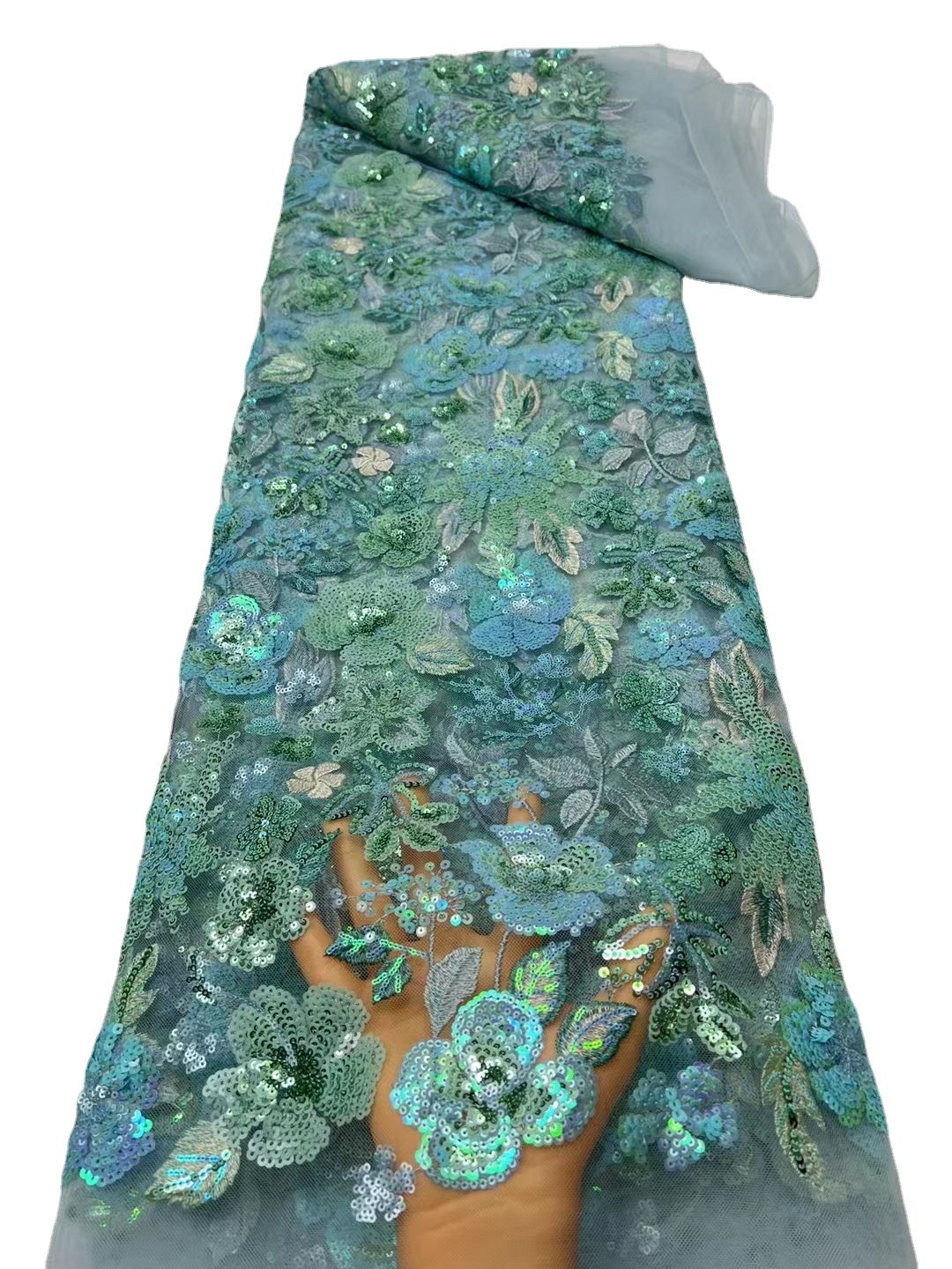 Tela de encaje africano cuentas de tela bordada vestido de novia lentejuelas encaje tela de encaje JX2572