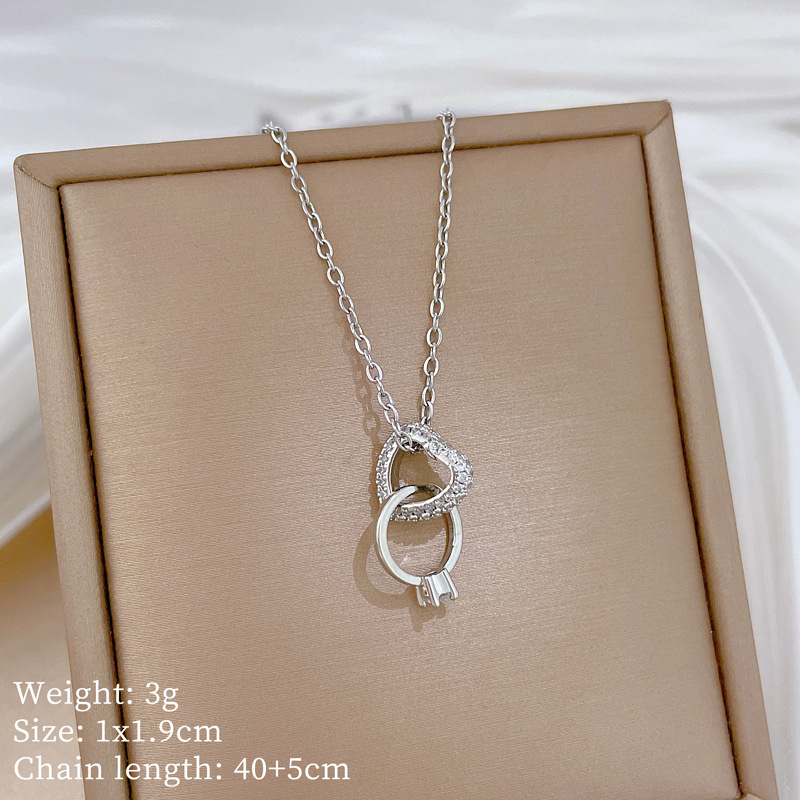 [Acero de titanio] Anillo de amor Exquisito y ligero, temperamento de lujo, hermoso collar de diamantes, cadena de clavícula de todo fósforo femenina, cadena de acero de titanio image 7