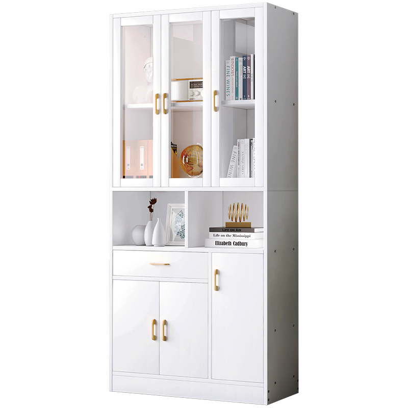 Librería con puerta de vidrio piso de oficina contra la pared estante de libros simple armario de almacenamiento armario de exhibición