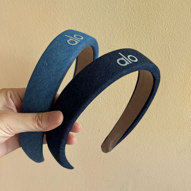 Alo Yoga つば広デザイン、高級ブルーデニム生地のヘッドバンド、シンプルな香港スタイルのヘッドバンド、外出時の多用途|undefined