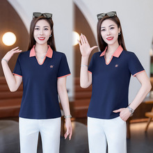 9665 POLO领短袖t恤女2026春夏装时尚翻领衫运动休闲上衣外穿卫衣