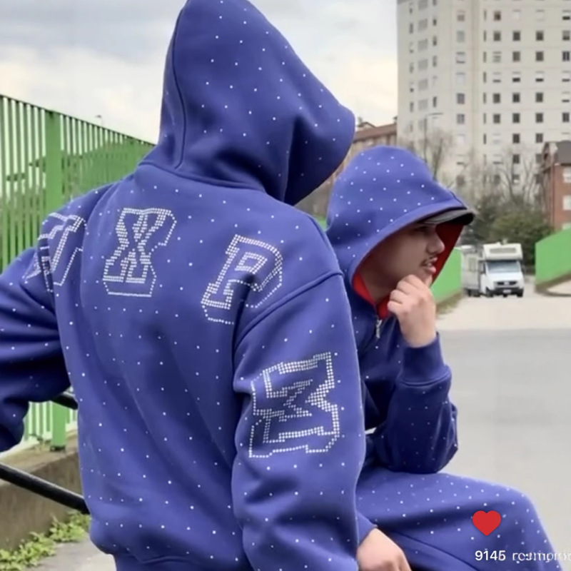 central cee同款6PM Tracksuit刺绣连帽卫衣欧美嘻哈宽松运动外套|undefined