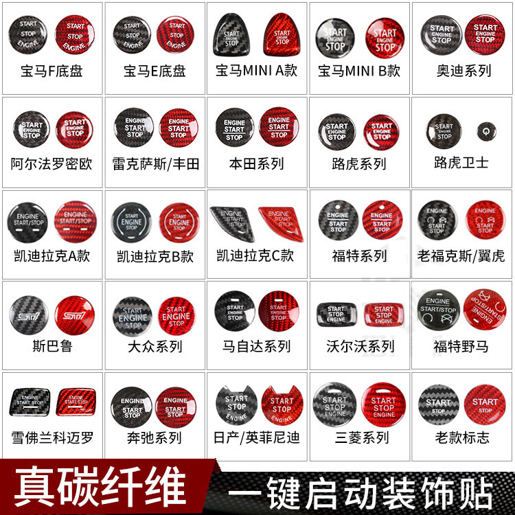 Specially Used for Bmw 2 Series 3 Series 5 Series 7 Series X2X3X5X6 One-Click Start Decorative Sticker Button Key Car Decoration Supplies