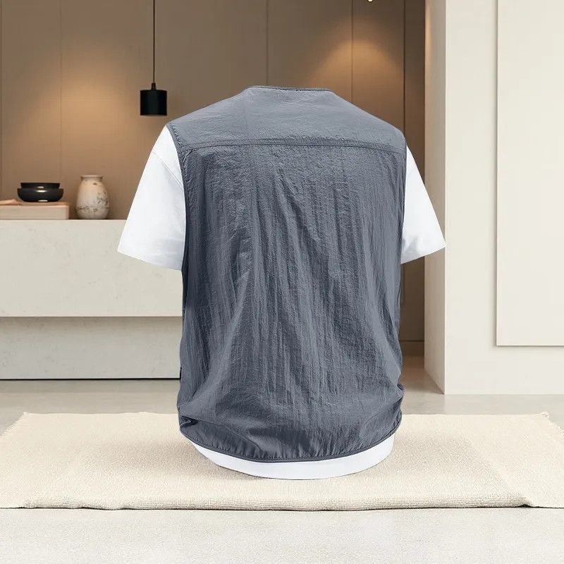 New Casual Vest Men's Summer Quick-Drying Thin Jacket Pocket Lightweight Workwear Outdoor Fishing Vest