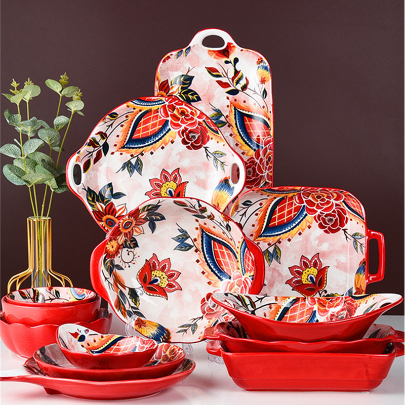 Metron Summer Fragrance Ceramic Tableware Polish Rice Bowl High-end Dishes suit Moroccan Style Dishes
