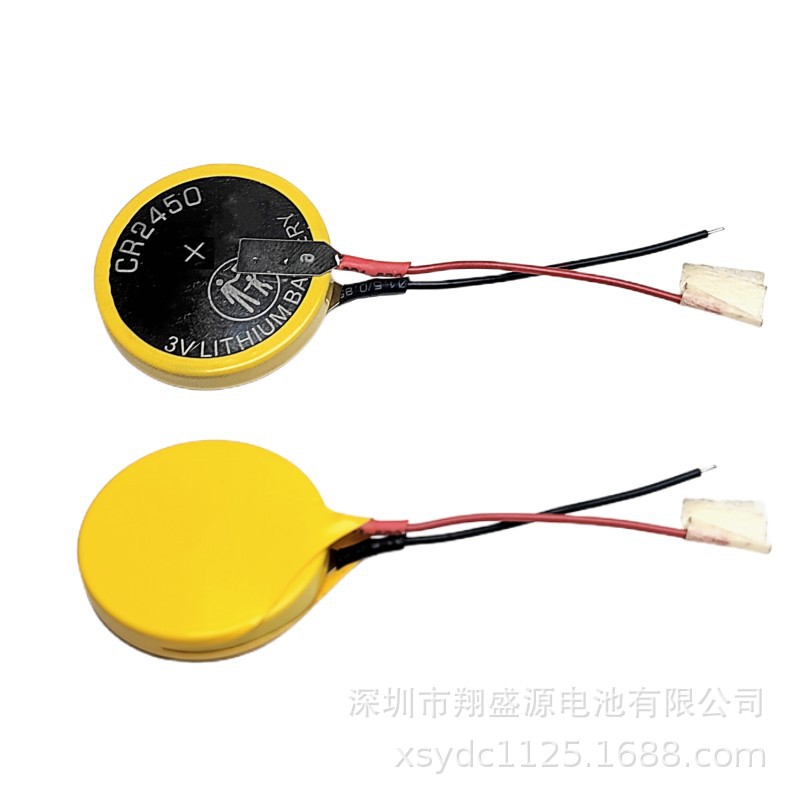 源头厂家现货高容量CR2450出线电池3V纽扣电池CR2450带线锂电池