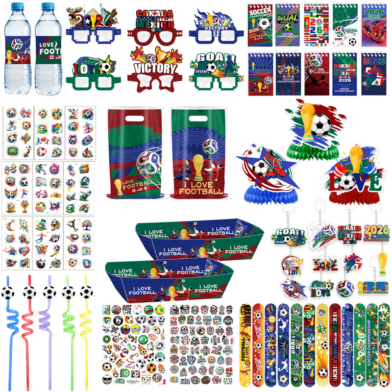 Cross-Border 2026 Usa-Canada-Mexico World Cup Party Decorations Honeycomb Ornaments Gift Bags Football Glasses Fries Fried Chicken Boxes