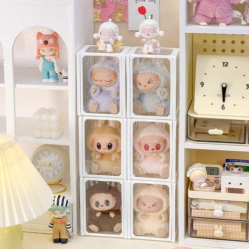 Labubu display box glass labu cloth glue doll storage box cotton doll blind box figure transparent baby cabinet