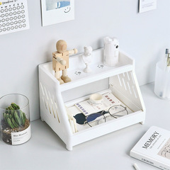 Creative two-layer hollow plastic storage rack desktop kitchen organizer bathroom double-layer cosmetic storage rack