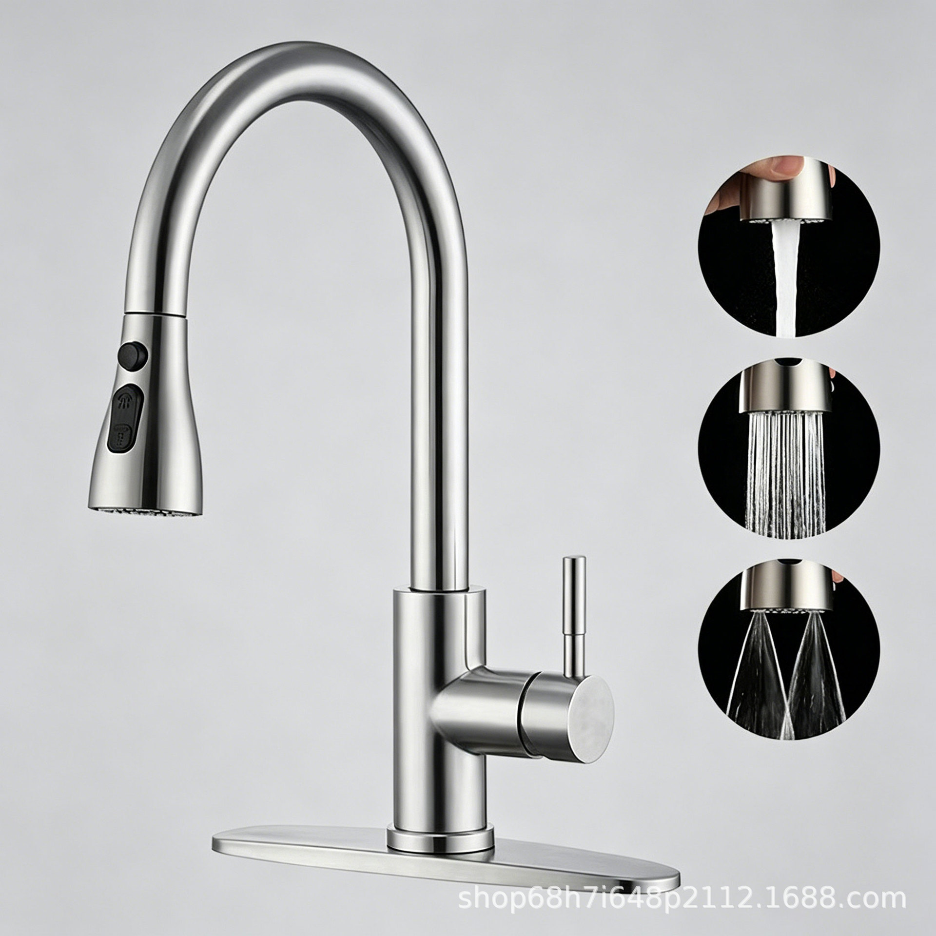 Grifo Extraíble de Cocina 360° de Acero Inoxidable 304 para Agua Fría y Caliente