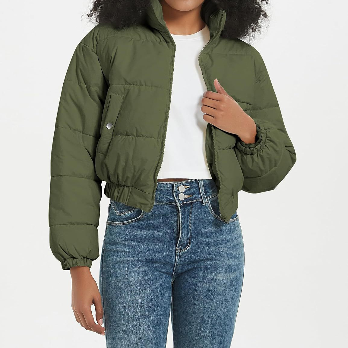 Foreign Trade Cross-Border Women's Short Cotton Clothing Lightweight Zipper Padded Stand Collar Winter Warm Cotton Clothing A56 Lightweight