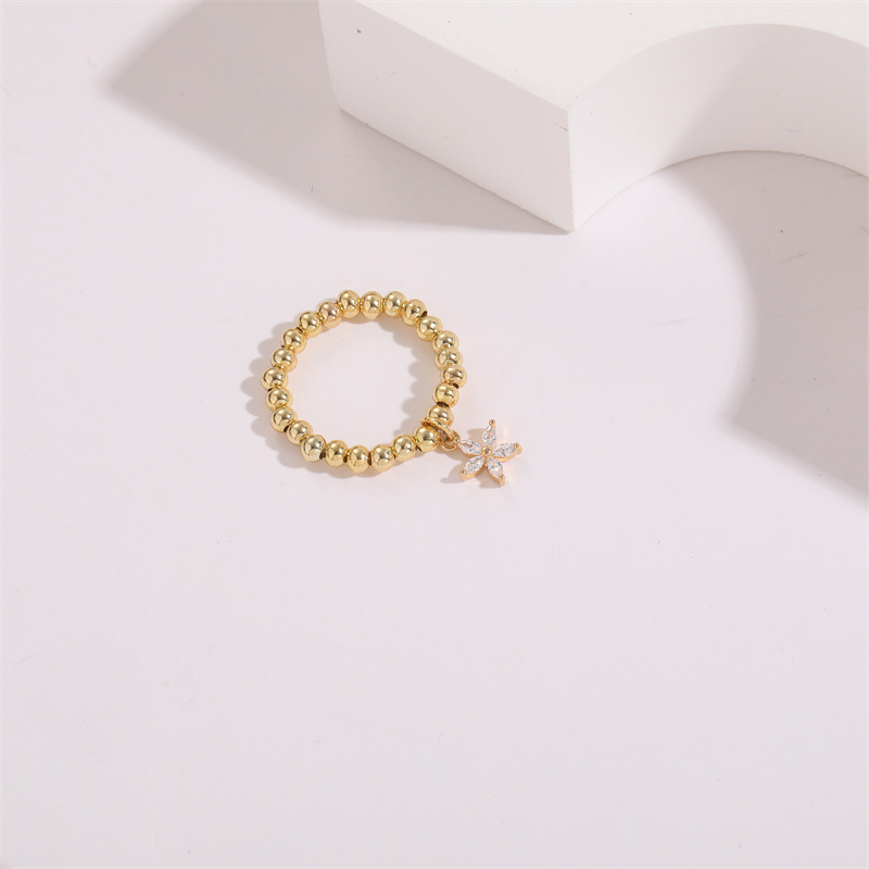 Fashion Flower Copper Plating Inlay Zircon Rings 1 Piece