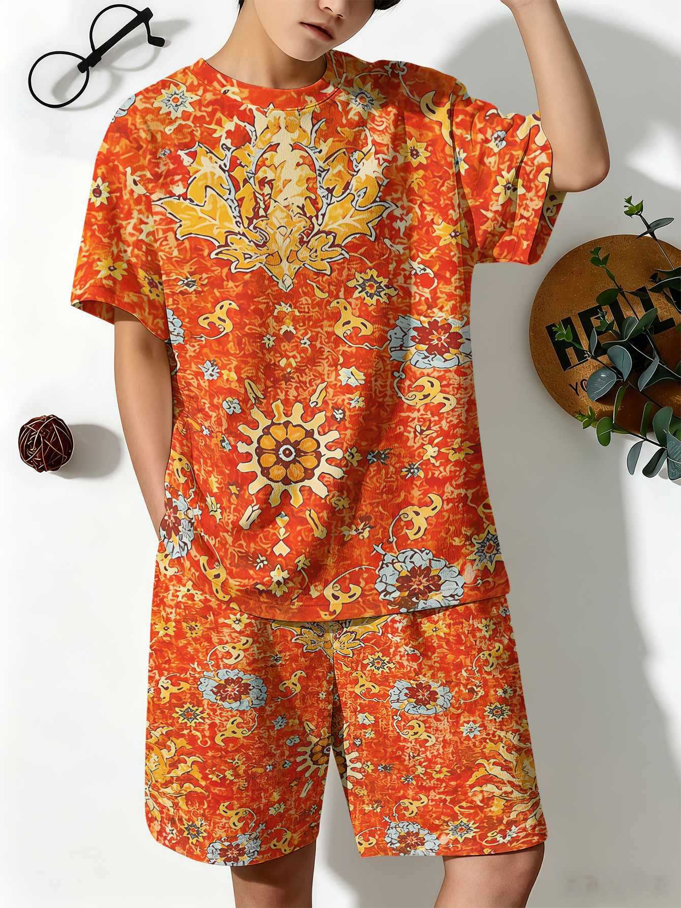 Ensemble t-shirt et short pour garçon avec imprimé 3d_voghion.com