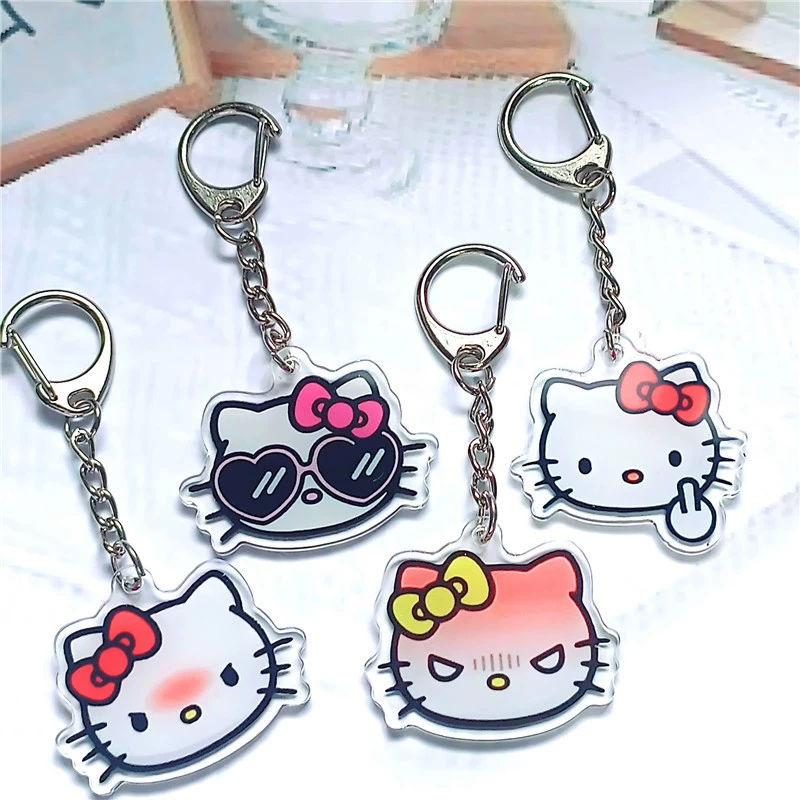 Hello kitty, акриловый брелок, двусторонний аксессуар для сумки, милый подвес, оптом