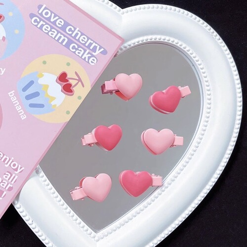 Pink hairpin dopamine frosted love small hairpin girl heart color clip sweet and cute hair accessories bangs side clip