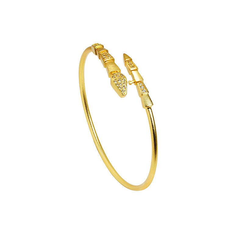 Brazalete de oro de arena vietnamita transfronterizo, brazalete con hebilla de serpiente de diamantes de lujo ligero, palacio femenino, el viento no se desvanece durante mucho tiempo, joyería al por mayor
